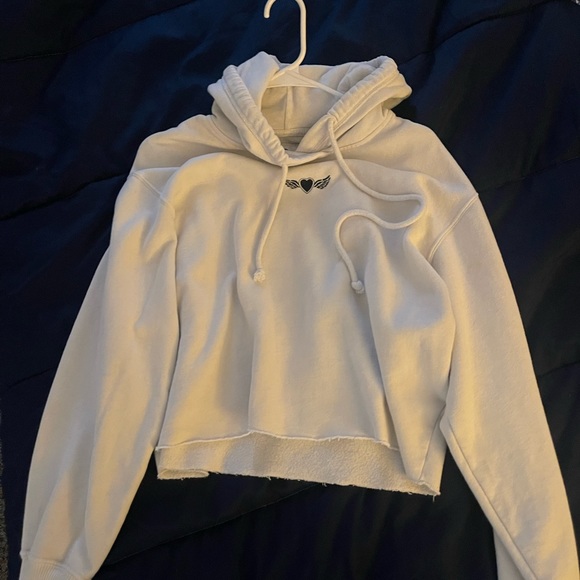 Hollister Tops - White crop top hoodie from hollister